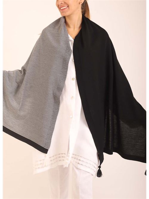 Stola bicolore a righe bianche e nere Art Tricot | STOLASTRISCEBIANCONERO